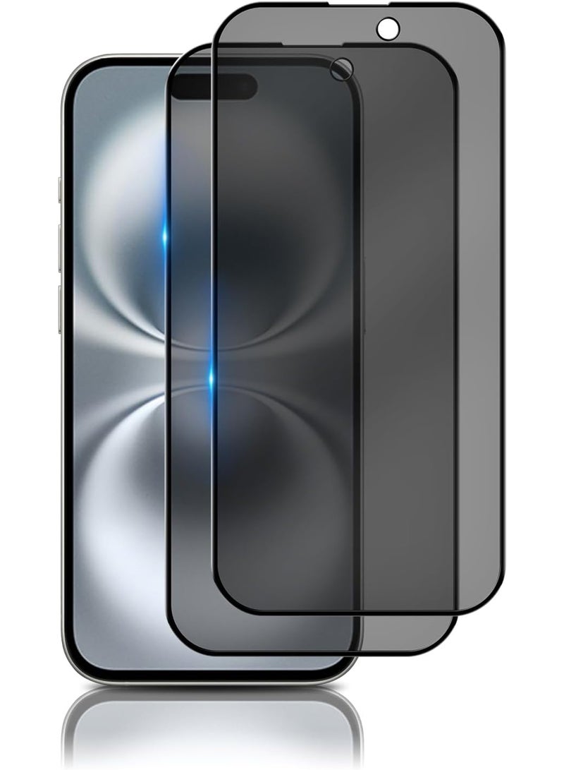 Rock Pow 2 pcs Tempered Glass Compatible with iPhone 16 Privacy Screen Protector [Anti-Spy] [Anti-Scratch] [9H Hardness] Tempered Glass for iPhone 16 6.1-Inch - Image 1