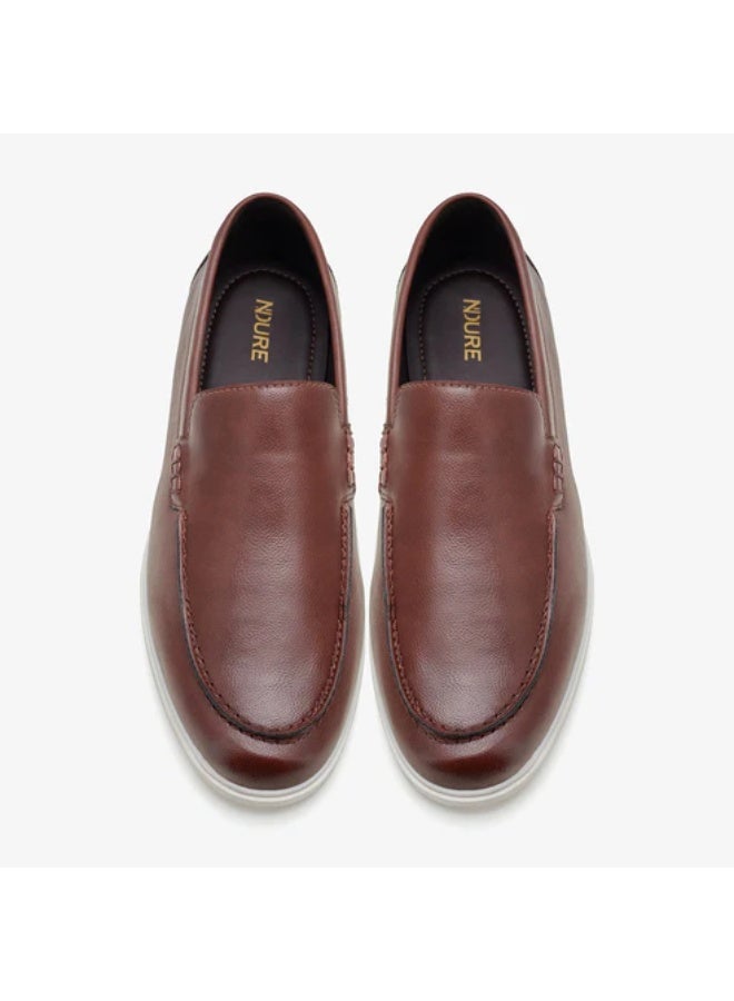 NDURE Men's Slip-On Loafers, Dark Brown, White Sole, Casual Style - Image 4