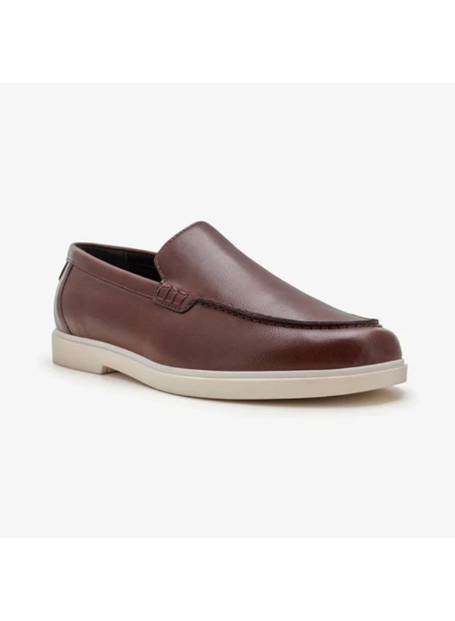 NDURE Men's Slip-On Loafers, Dark Brown, White Sole, Casual Style - Image 1