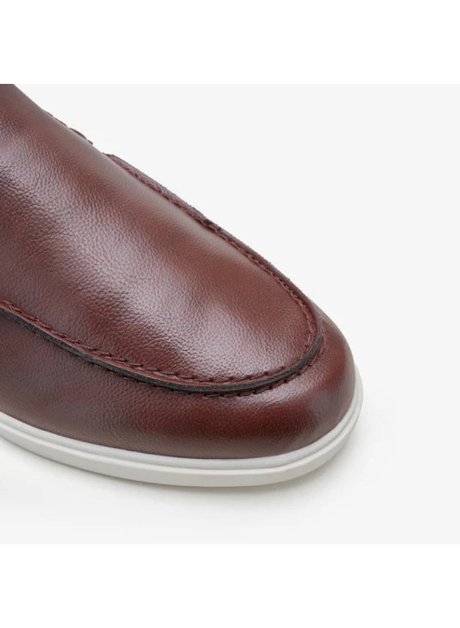 NDURE Men's Slip-On Loafers, Dark Brown, White Sole, Casual Style - Image 2