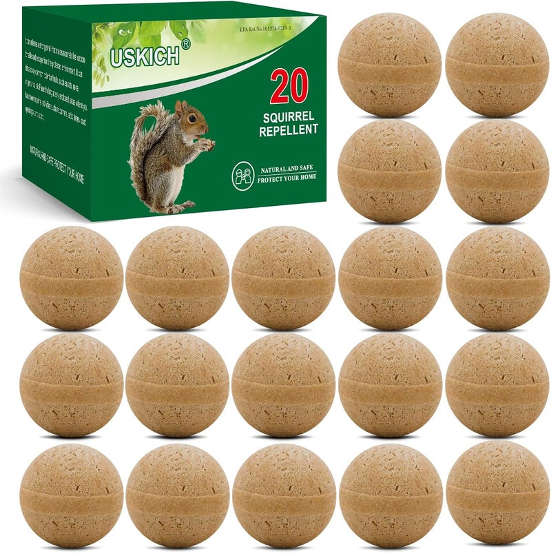 USKICH 20Pack Squirrel Repellent Outdoor, Chipmunk Repellent Outdoor,Rodent Repellent,Squirrel Repellent for Attic and Cars Engines, Ultra Powerful Squirrel Deterrent Keep Squirrels Out of Garden - Image 1