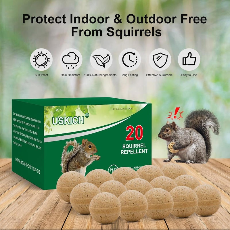 USKICH 20Pack Squirrel Repellent Outdoor, Chipmunk Repellent Outdoor,Rodent Repellent,Squirrel Repellent for Attic and Cars Engines, Ultra Powerful Squirrel Deterrent Keep Squirrels Out of Garden - Image 4