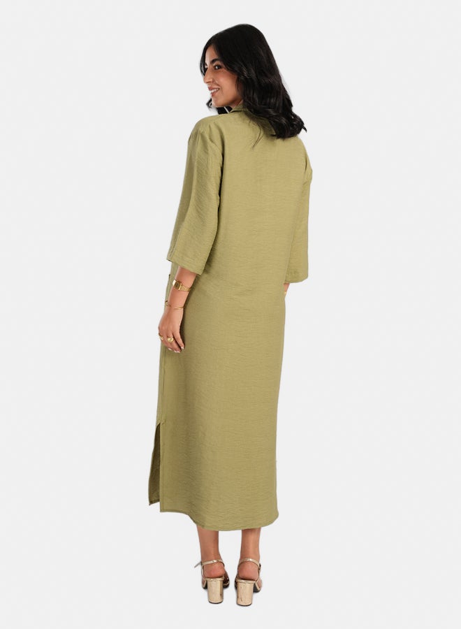 Carina Lounge Dress with Collared V-Neck - Image 3