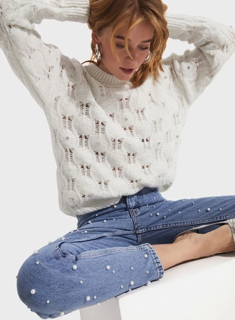 JUNE High Waist Embellished Jeans