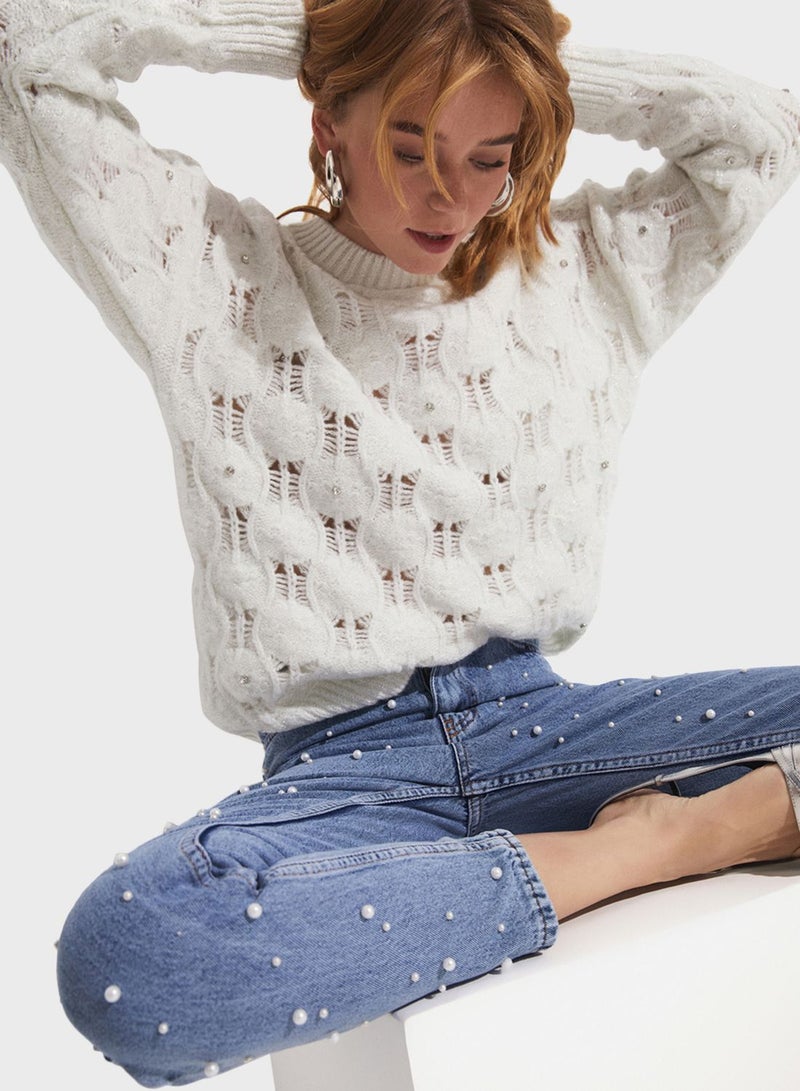 JUNE High Waist Embellished Jeans - Image 4