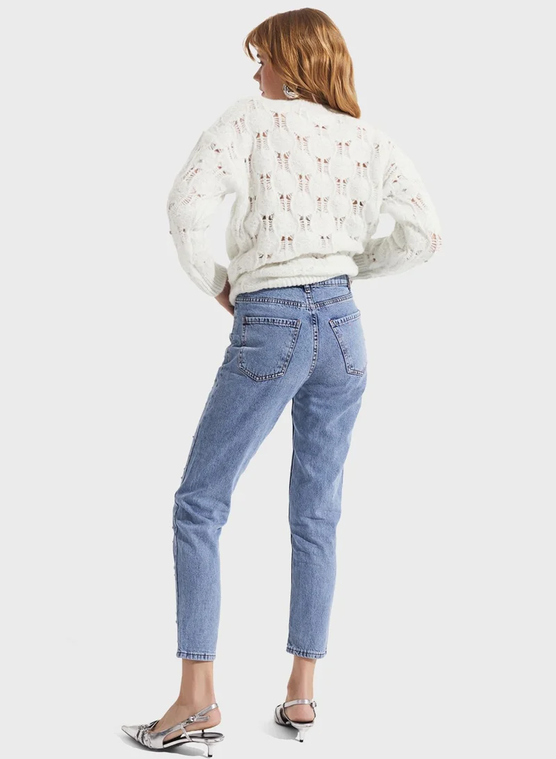 JUNE High Waist Embellished Jeans