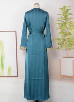 إسكدنيا إمرأة مسلمة Abaya مساء ثوب متألق حجر الراين ثوب زخرفيّة , حزام سير , ثوب أزرق داكن  - Image 3