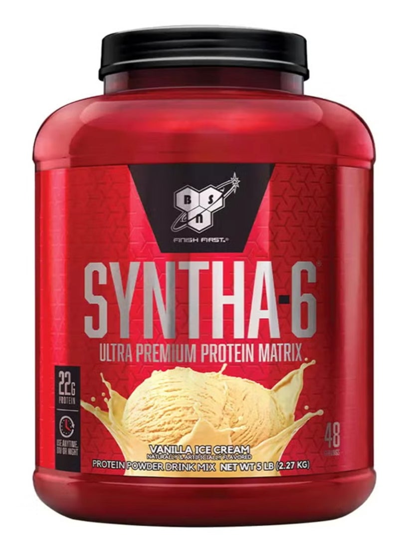 BSN Syntha-6 Ultra Premium Protein Matrix Vanilla Ice Cream 2.27kg (5lb) | 22g Protein Per Serving | 48 Servings | Multi-Source Whey Protein Powder | Made in USA