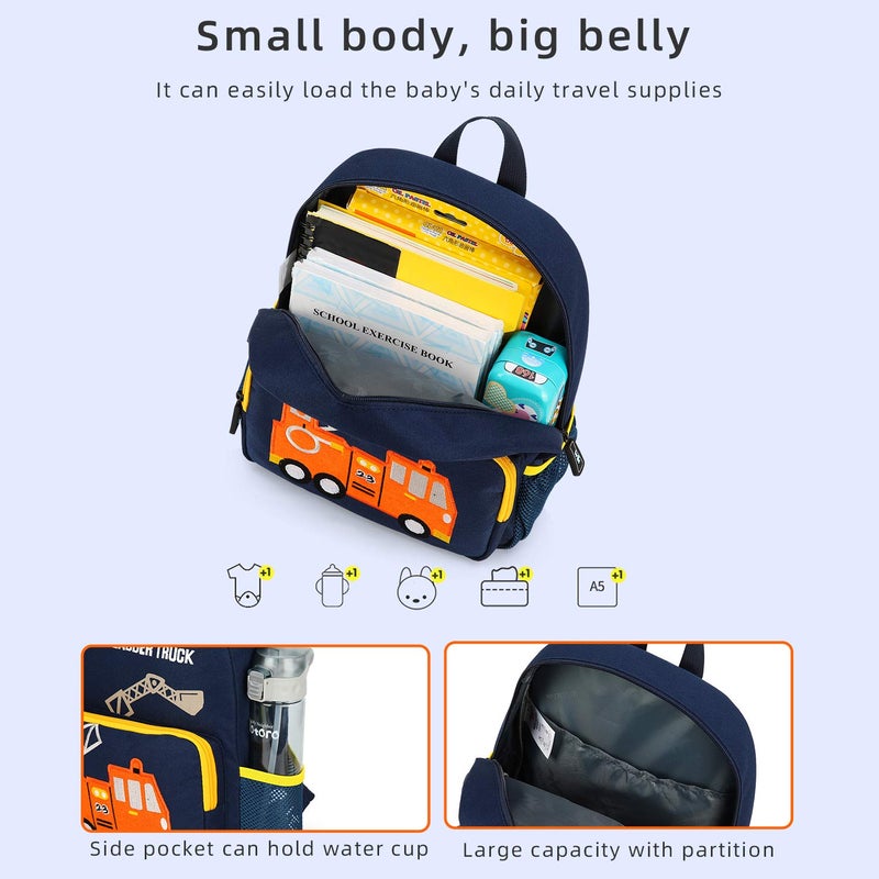 willikiva حقيبة ظهر للأطفال الصغار على شكل ديناصور سيارة من ويليكيفا للبنين والبنات، حقيبة أطفال مقاومة للماء لمرحلة ما قبل المدرسة (حفارة) - Image 4