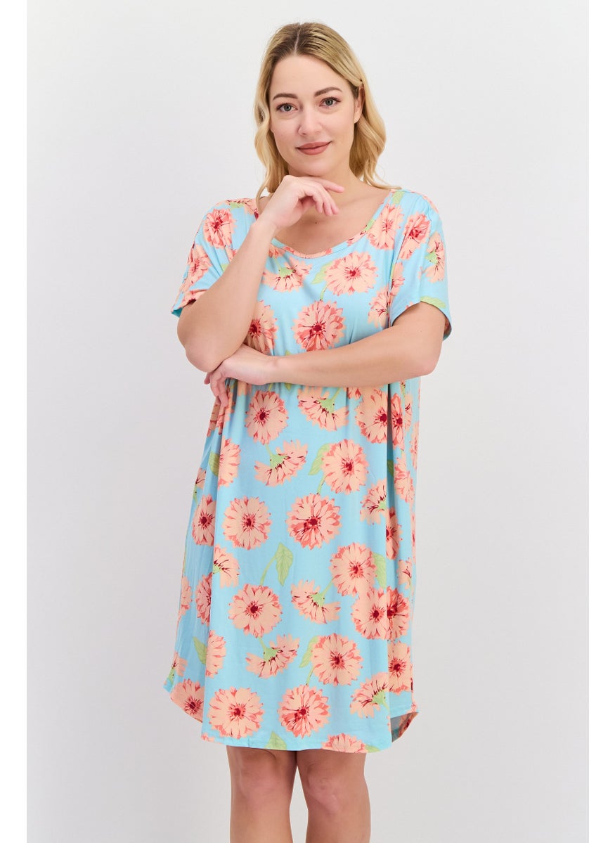 Christian Siriano Women 2 Pcs Printed Sleepwear Dress, Red  - Image 1