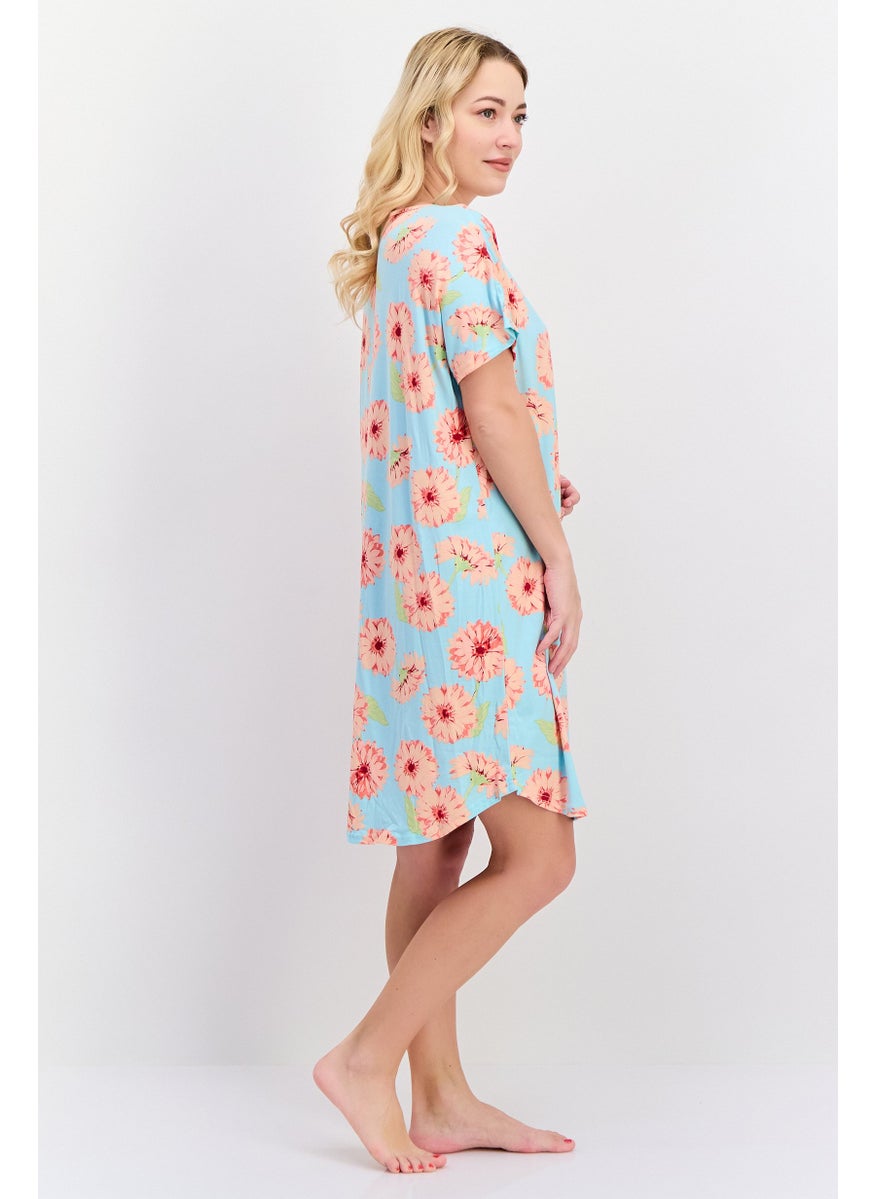 Christian Siriano Women 2 Pcs Printed Sleepwear Dress, Red  - Image 5
