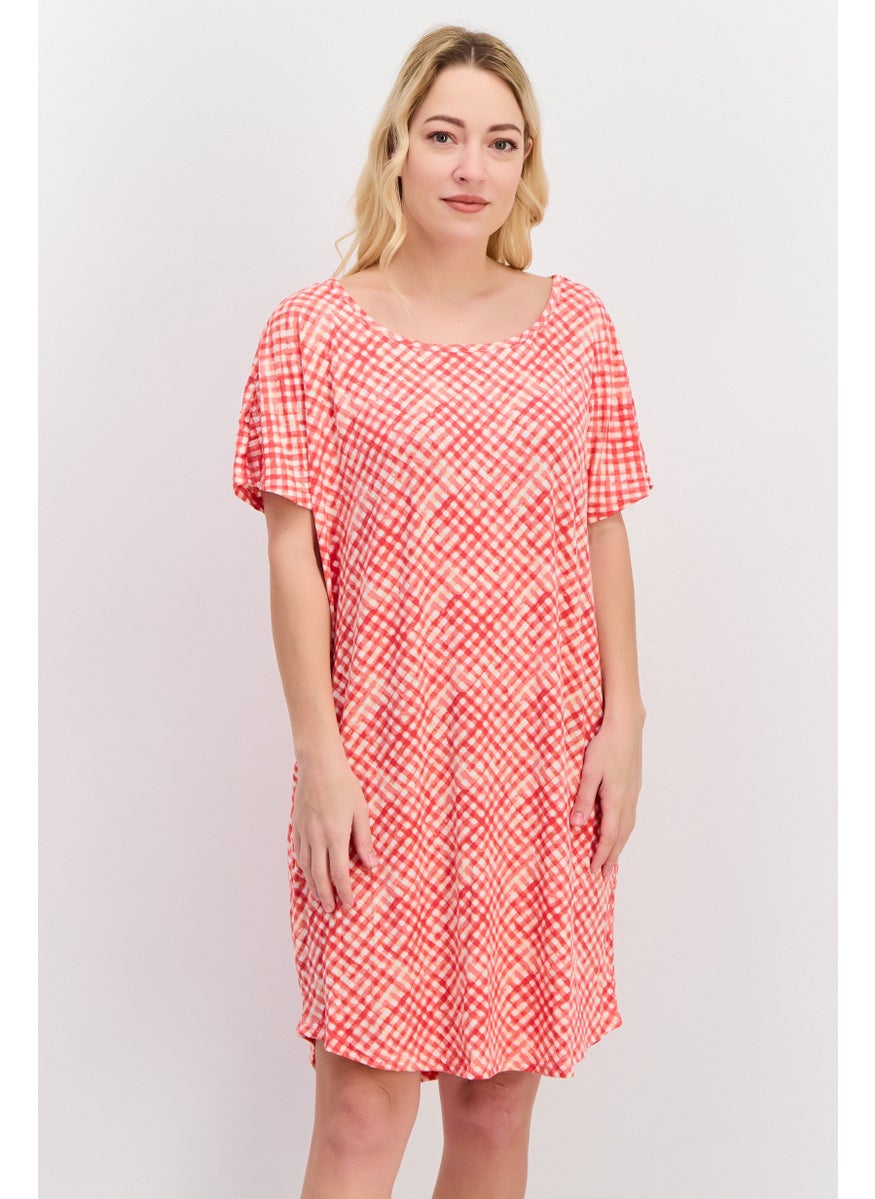 Christian Siriano Women 2 Pcs Printed Sleepwear Dress, Red  - Image 2
