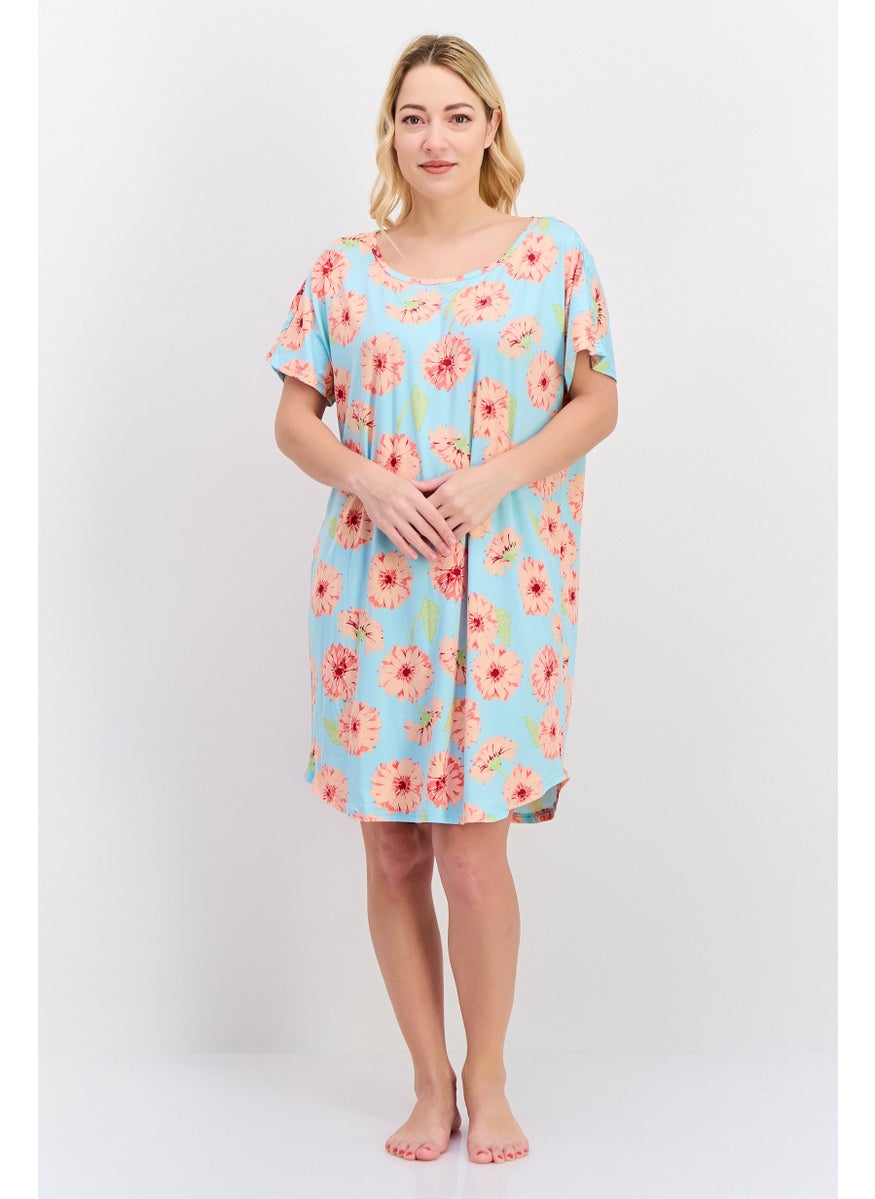 Christian Siriano Women 2 Pcs Printed Sleepwear Dress, Red  - Image 4