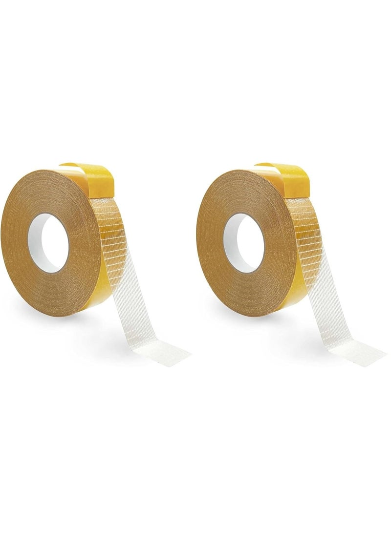 2-roll pack of double-sided fabric tape, suitable for clothing, strong double-sided tape, heavy-duty double-sided tape, suitable for carpets, clothing, curtains, 2 cm x 20 m (0.8 inch x 66 ft). - Image 1