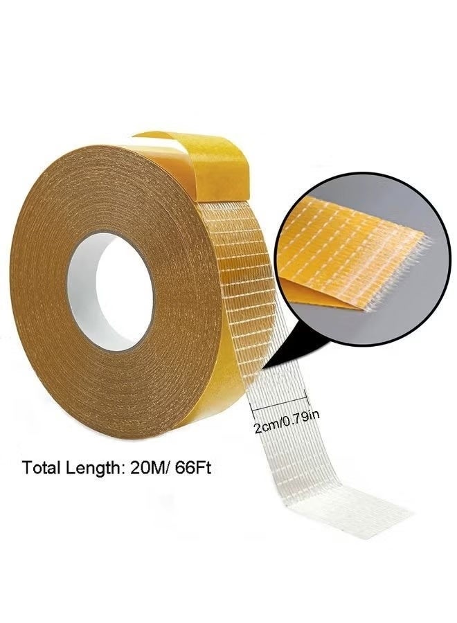 2-roll pack of double-sided fabric tape, suitable for clothing, strong double-sided tape, heavy-duty double-sided tape, suitable for carpets, clothing, curtains, 2 cm x 20 m (0.8 inch x 66 ft). - Image 3