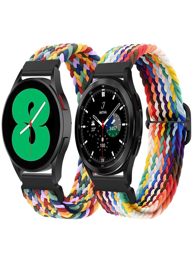 Qimela 2-Pack Sport Bands Compatible for Samsung Galaxy Watch 7 6 5 4 40mm 44mm,Galaxy Watch 6 4 Classic Band 42mm 46mm 43mm 47mm/Watch 5 Pro Band 45mm/Active 2,Stretchy Braided 20mm Replacement Strap - Image 1