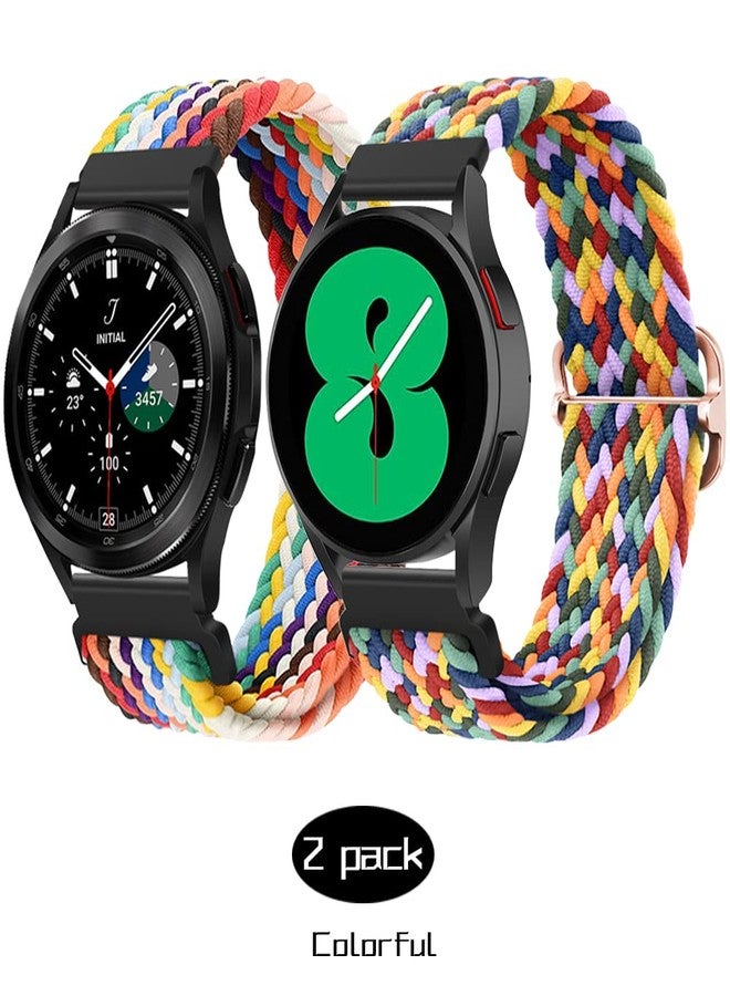 Qimela 2-Pack Sport Bands Compatible for Samsung Galaxy Watch 7 6 5 4 40mm 44mm,Galaxy Watch 6 4 Classic Band 42mm 46mm 43mm 47mm/Watch 5 Pro Band 45mm/Active 2,Stretchy Braided 20mm Replacement Strap - Image 2