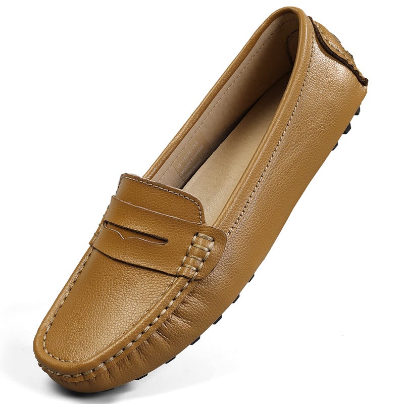 Artisure Women's Classic Handsewn Brown Genuine Leather Penny Loafers Driving Moccasins Casual Boat Shoes Slip On Fashion Office Comfort Flats 8 M US SKS-1221ZON080 - Image 1