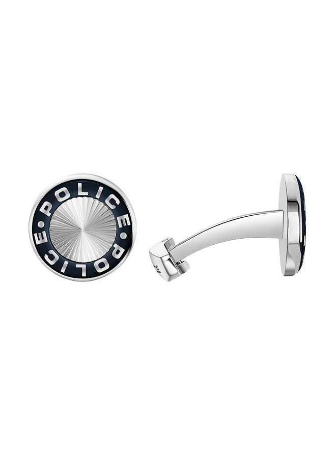 POLICE - Rim Full Stainless Steel Gents Cufflinks With Blue LogoPEAGC0034603 - Image 1