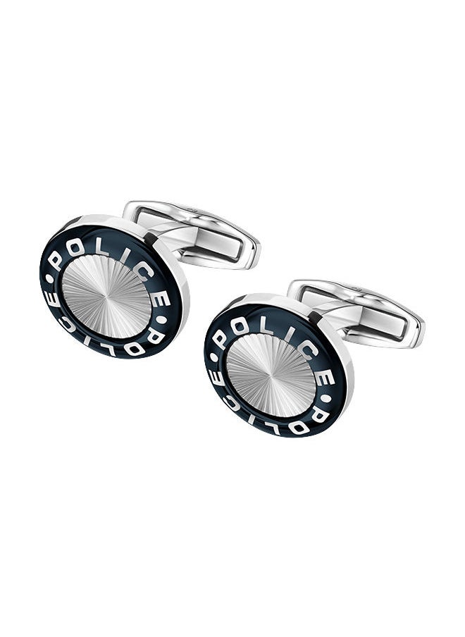 POLICE - Rim Full Stainless Steel Gents Cufflinks With Blue LogoPEAGC0034603 - Image 1