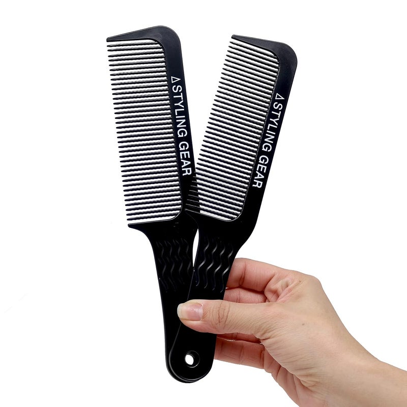 404 Clipper 9 In Wavy Tooth Flat Top Clipper Blending Comb Cutting Barber Hairstylist Combs Flexible 2 Pcs Black