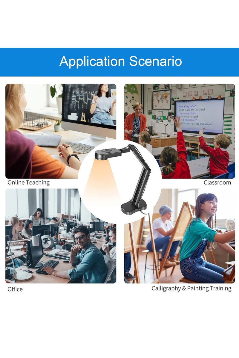 USB Document Camera, 8mp Webcam And Visualizer, Computer Camera With Image Invert Function, Auto Focus Online Teaching Camera With Microphone Calligraphy, (1pc, Black) - Image 4