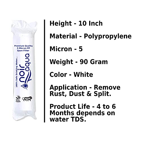 Noir Aqua Pre Filter Assembly Kit with 2 Spun Filters Candles, Spanner, Pipe, Elbow & Telfon | External Pre Filter Housing Kit Compatible With All Branded/Non Branded Water Purifiers Filters, Black - Image 5