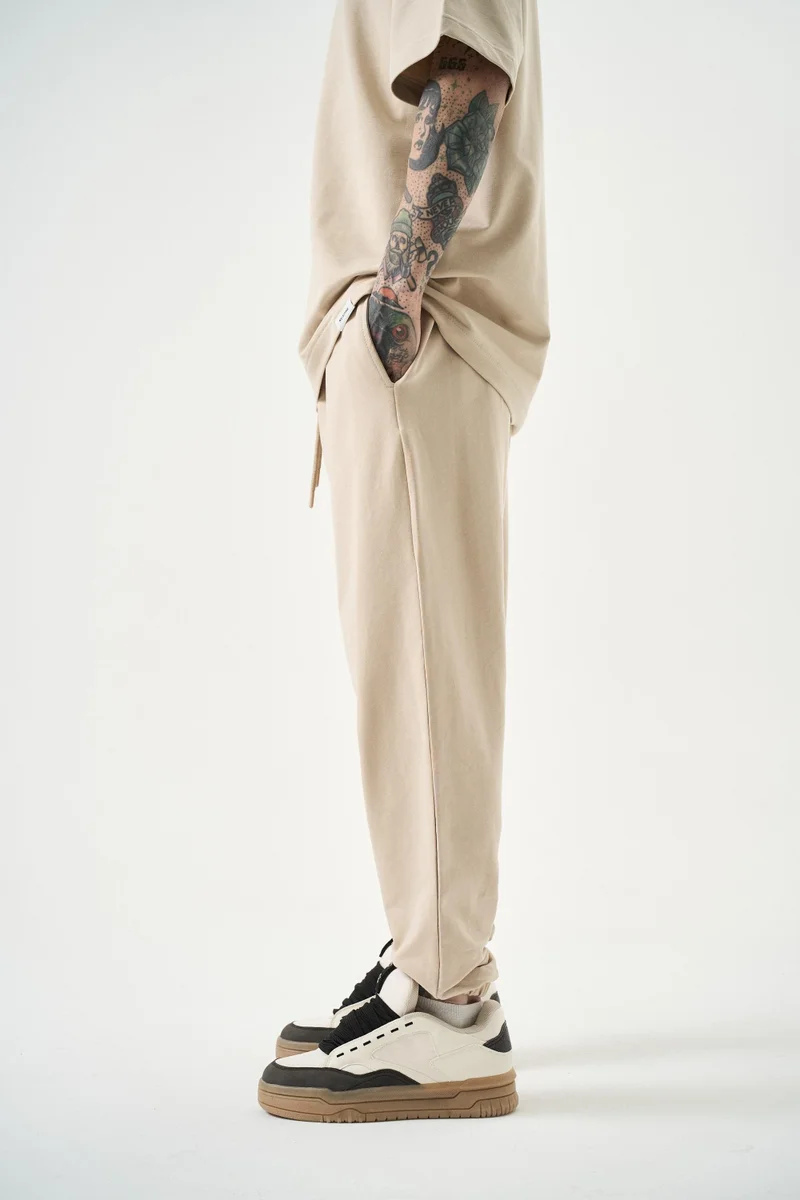 RESPIRE Men's Basic Jogger Sweatpants, Beige