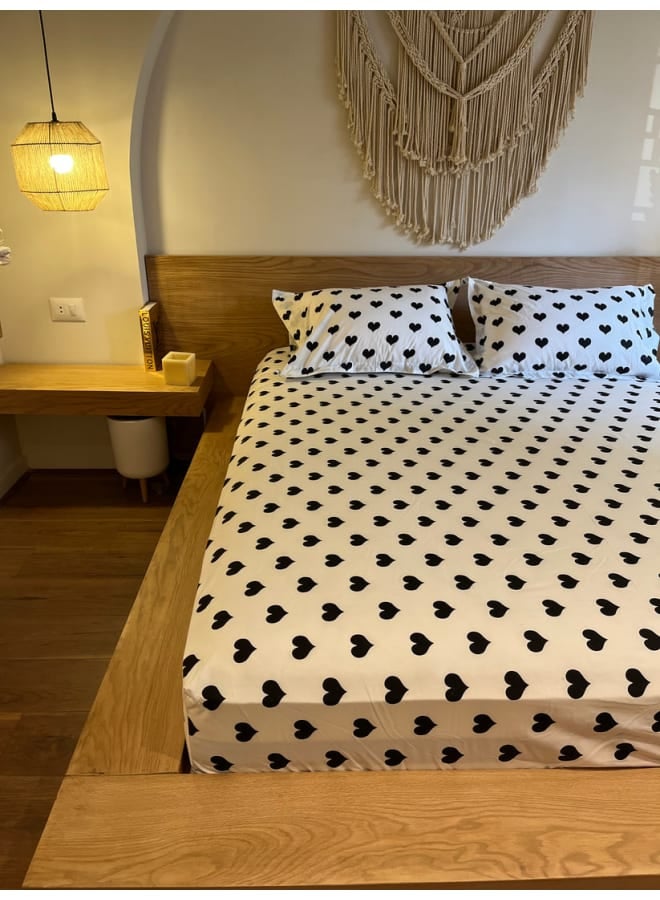 ب كومفورت  طقم ملاية أستك قطن تصميم (مون هارتس) - Image 2