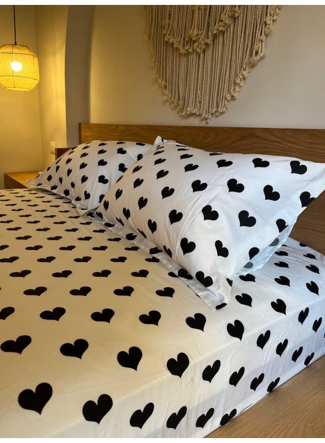 ب كومفورت  طقم ملاية أستك قطن تصميم (مون هارتس) - Image 5