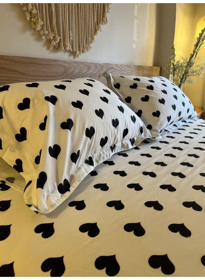 ب كومفورت  طقم ملاية أستك قطن تصميم (مون هارتس) - Image 3