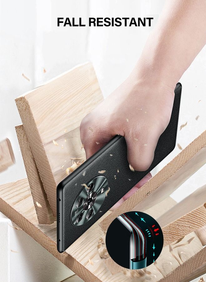 جرويك جراب الجلد للهاتف أونر ماجيك 4 برو مقاس 6.81 بوصة، فتحة عدسة ملفوفة من سبائك الألومنيوم ، جراب من الجلد الصناعي عالي الجودة ، ممتص الصدمات القوي مقاوم للانزلاق ، جراب هاتف واقٍ مقاوم للصدمات - Image 4