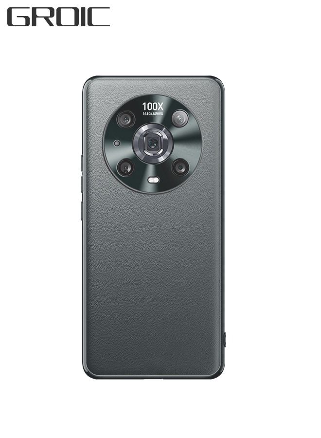 جرويك جراب الجلد للهاتف أونر ماجيك 4 برو مقاس 6.81 بوصة، فتحة عدسة ملفوفة من سبائك الألومنيوم ، جراب من الجلد الصناعي عالي الجودة ، ممتص الصدمات القوي مقاوم للانزلاق ، جراب هاتف واقٍ مقاوم للصدمات - Image 1