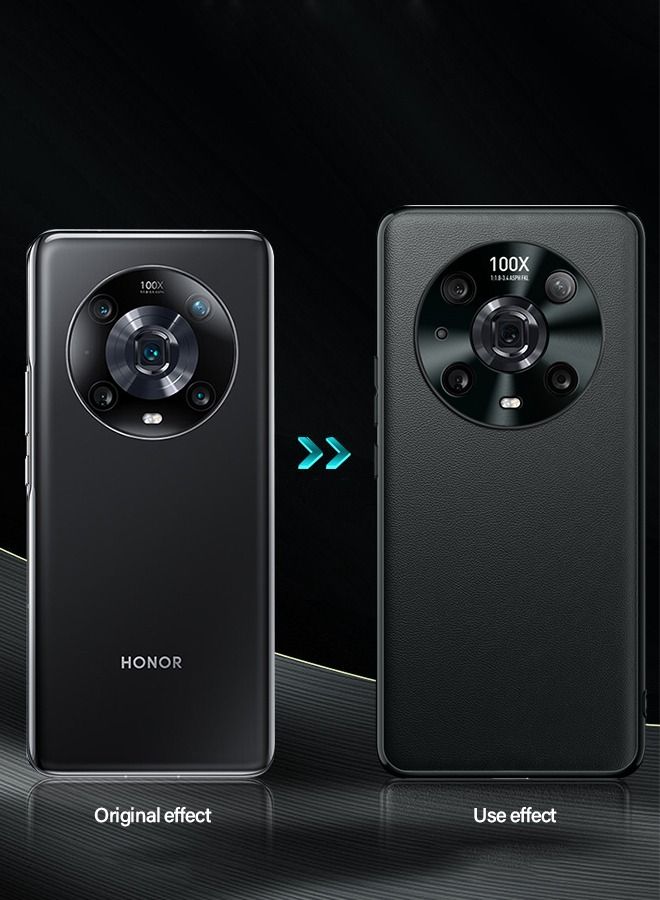 جرويك جراب الجلد للهاتف أونر ماجيك 4 برو مقاس 6.81 بوصة، فتحة عدسة ملفوفة من سبائك الألومنيوم ، جراب من الجلد الصناعي عالي الجودة ، ممتص الصدمات القوي مقاوم للانزلاق ، جراب هاتف واقٍ مقاوم للصدمات - Image 2