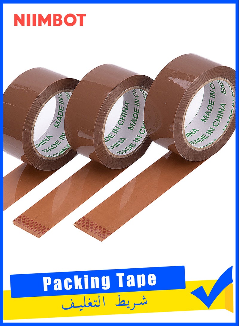 NIIMBOT Pack of 3 Rolls Packaging Tape Brown 50mm Width And 100 Yards Long Each, Brown Packing Tape Heavy Duty Packing Tape for Moving Boxes-Moving Tape Strong Adhesive Packaging Tape - Image 1