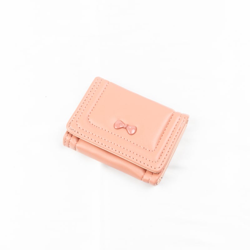 Leather Flip Wallet & Card Holder with Multiple Pockets - Blush Pink - Image 1