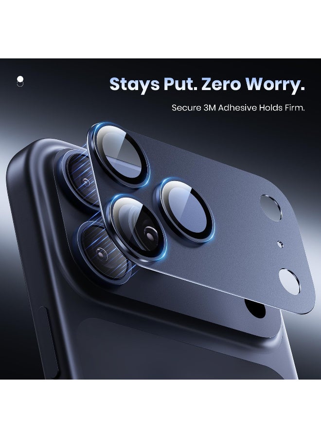 for iPhone Pro Max 17 Camera Lens Protector - [Strong Adsorption] Metal 9H+ Tempered Glass Camera Screen Full Protective Cover Case Friendly,Blue - Image 5