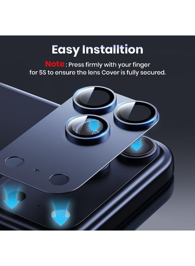 for iPhone Pro Max 17 Camera Lens Protector - [Strong Adsorption] Metal 9H+ Tempered Glass Camera Screen Full Protective Cover Case Friendly,Blue - Image 3