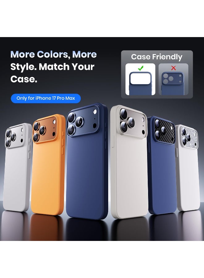 for iPhone Pro Max 17 Camera Lens Protector - [Strong Adsorption] Metal 9H+ Tempered Glass Camera Screen Full Protective Cover Case Friendly,Blue - Image 4