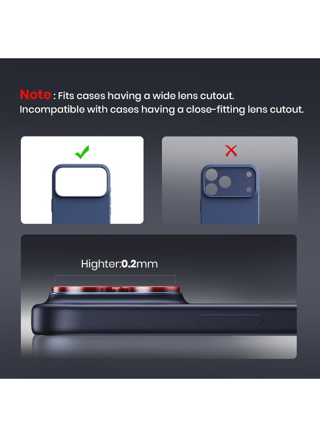 for iPhone Pro Max 17 Camera Lens Protector - [Strong Adsorption] Metal 9H+ Tempered Glass Camera Screen Full Protective Cover Case Friendly,Blue - Image 2