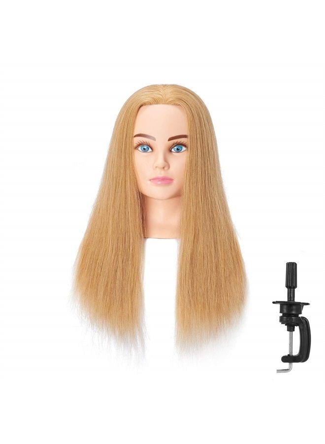 Hairingrid Mannequin Head 24"-26"100% Human Hair Hairdresser Cosmetology Mannequin Manikin Training Head Hair and Free Clamp Holder (R71906W2718H) - Image 1