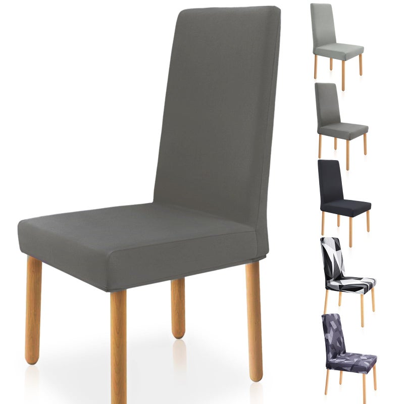Zindoo Chair Covers for Dining Chairs 4 Stretch Removable Washable Dining Chair Slipcovers Spandex Dining Chair Covers Chair Protector for Hotel Restaurant Banquet Kitchen Dark Grey