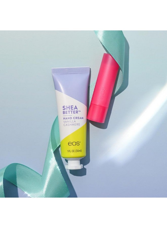 إي أو اس مجموعة العناية بالبشرة للعطلات من إي أو إس - كريم لليدين بنكهة الفانيليا والكشمير للسفر، وبلسم شفاه بنكهة حلوى قصب السكر، هدايا للجوارب، كريم لليدين 1 أونصة سائلة + بلسم شفاه 0.14 أونصة، عبوة من قطعتين - Image 2