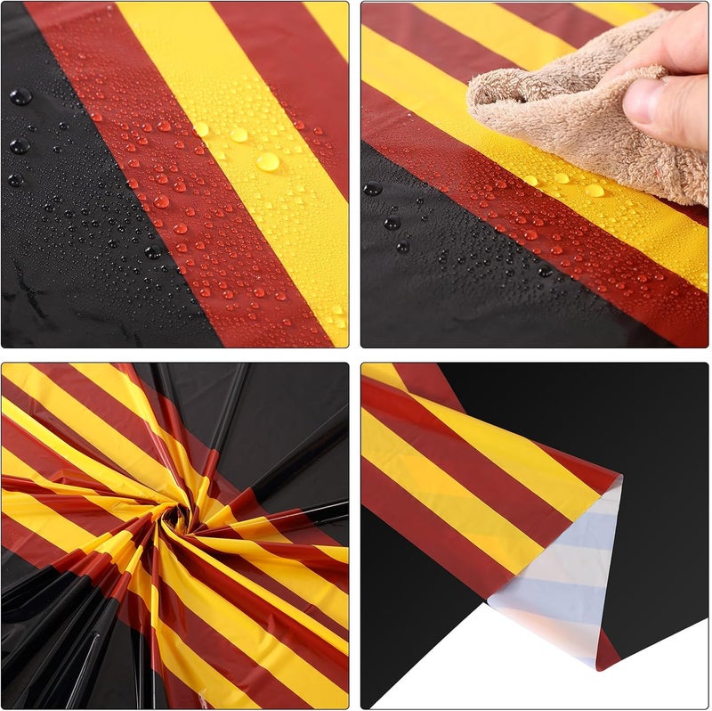 Oudain 6 Pcs Striped Tablecloth 108 x 54 Inch Disposable Plastic Table Cloth Waterproof Tablecloth Rectangle Table Cover for Birthday Wedding Bridal Party Supplies (Red Yellow Black) - Image 3