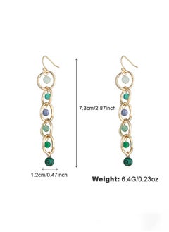 HaveDream Women's Alloy Chain Semi-precious Stone Fashion Hook Earrings - Blue Green  - Image 4