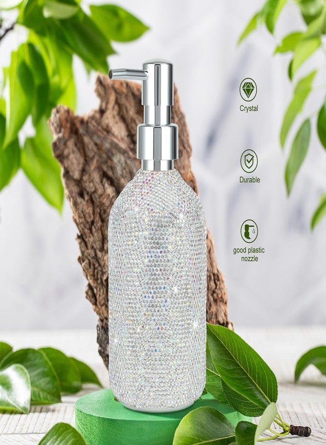 KEYPOWER Soap Dispenser with Bling Rhinestones Pump Bottles,Refillable Lotion Dispenser for Soap Contain for Bathroom,Kitchen Decor (White) - Image 2