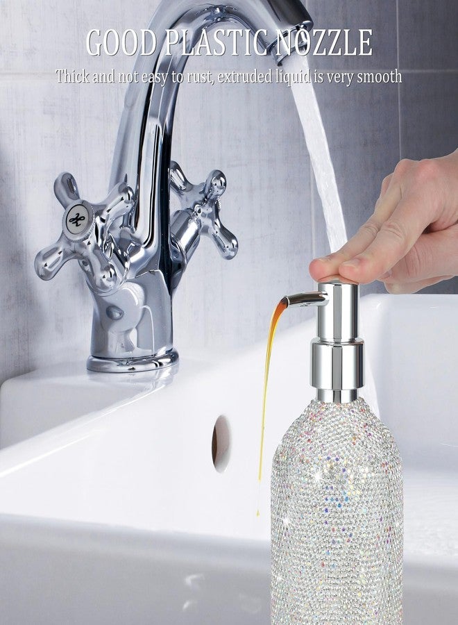 KEYPOWER Soap Dispenser with Bling Rhinestones Pump Bottles,Refillable Lotion Dispenser for Soap Contain for Bathroom,Kitchen Decor (White) - Image 3