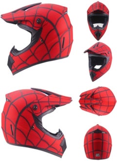 VarietyVoyageD 4-Piece Full Face Racing Motorcycle Helmet Kit Protective Gear Motorcycle Helmets Street Bike Racing Moto Helmet Cartoon Car Helmet Electric Car Helmet Suitable For Young Boys And Girls ﻿  - Image 4