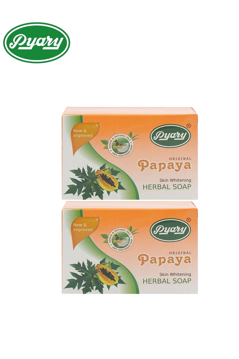 Pyary 2-Piece Papaya Original Herbal Soap Handmade 75*2g - Image 1