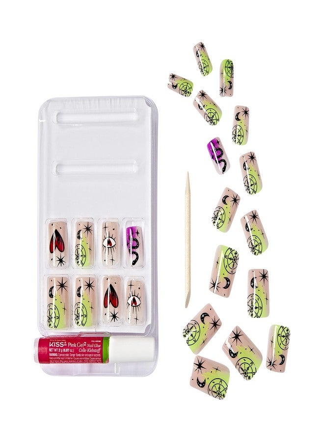 Goldfinger Limited Edition Halloween Instant Gel Nail 24 Set - Witches Brew, Astrological Psychic Glow in the Dark Press on Nails Spooky Designs - Image 3